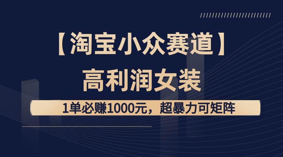 淘宝小众赛道揭秘：高利润女装1单必赚1000元，超暴力可矩阵化操作！-聚财技资源库