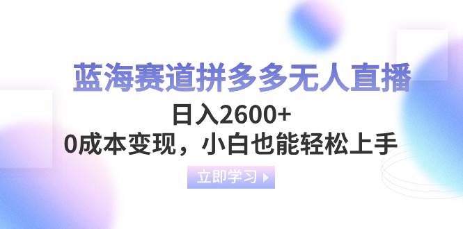 拼多多直播蓝海赛道玩法，单日收入突破2600+，0成本简单变现，新手也能轻松上手-聚财技资源库