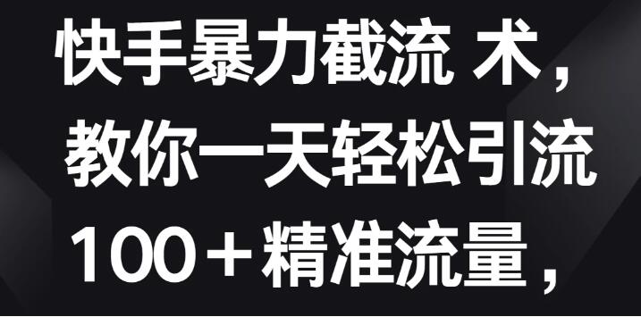 快手引流秘籍：暴力截流术大揭秘，一天轻松吸引100+精准流量，快速见效，实操即得！-聚财技资源库