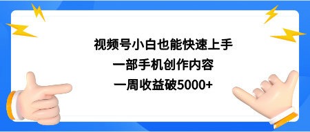 视频号小白也能快速上手，一部手机创作内容，一周收益破5000+！-聚财技资源库