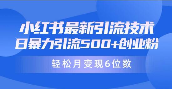 小红书引流新策略：日暴引流500+创业粉丝，轻松实现月变现6位数-聚财技资源库