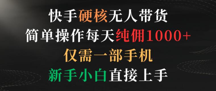 快手硬核无人带货，轻松上手日赚千元！仅需一部手机，新手小白也能快速掌握！-聚财技资源库