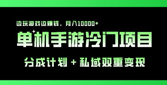 单机手游冷门赛道揭秘，双重变现模式，玩游戏也能月入过万！-聚财技资源库