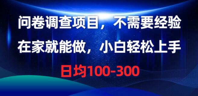 问卷调查项目轻松赚，无经验小白在家可做，日均收益100-300-聚财技资源库