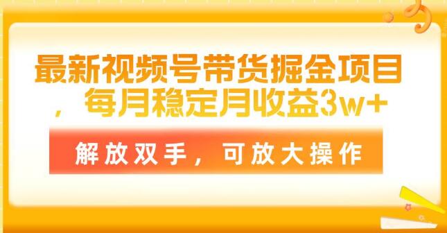 视频号带货新机遇，轻松月入3W+，智能操作，收益稳定，可规模化发展-聚财技资源库