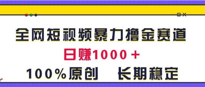 揭秘全网短视频赛道，日入1000+原创策略，打造长期稳定收益-聚财技资源库