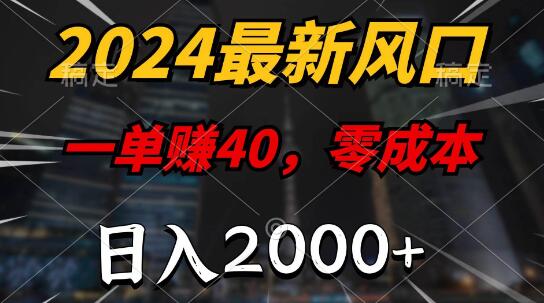 2024年热门赚钱项目，零成本，每单40+，日入2000+，简单无脑操作-聚财技资源库