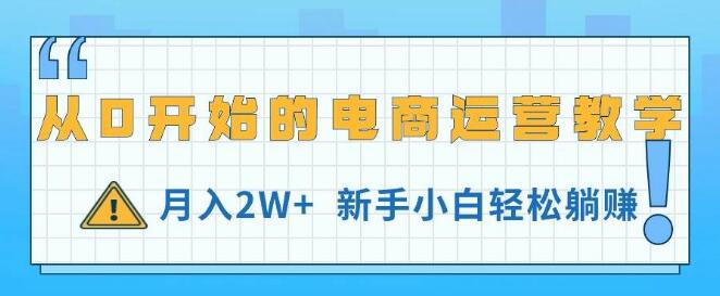 从0到月入2W+，电商运营全攻略，新手小白也能轻松躺赚-聚财技资源库