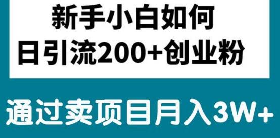 新手小白也能日引流200+创业粉丝，卖项目轻松月入3W+-聚财技资源库