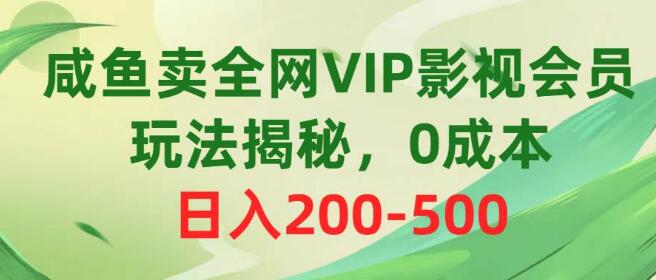 咸鱼独家揭秘，全网VIP影视会员销售玩法，轻松赚取收益-聚财技资源库