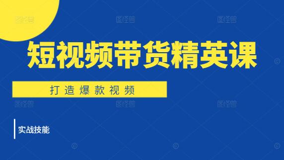 短视频带货精英训练营，实战技能，打造爆款视频-聚财技资源库