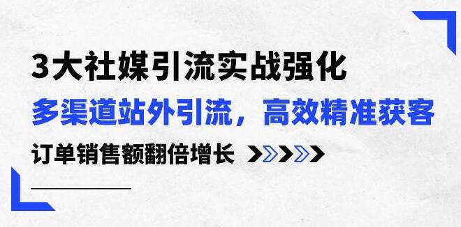 【实操强化】3大社媒引流策略，多渠道站外精准获客，助力订单销售额翻倍增长！-聚财技资源库