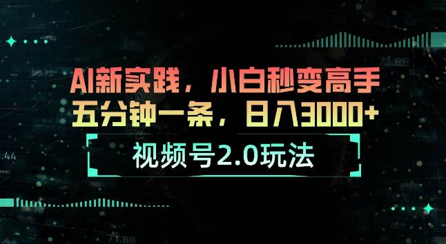 视频号2.0新玩法，AI实践快速上手，小白五分钟变高手，日入3000+-聚财技资源库