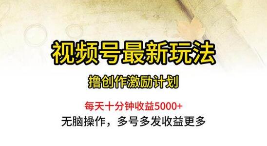 视频号高效变现新玩法揭秘：每日仅1小时，轻松月入5000+！-聚财技资源库