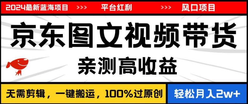 2024最新蓝海商机，京东图文视频带货全攻略-聚财技资源库