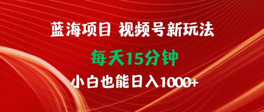 蓝海项目视频号项目玩法，每天仅需15分钟，小白也能轻松实现日入1000+-聚财技资源库