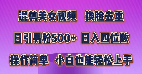 美女视频混剪技巧，换脸去重轻松实现，日吸男粉500+，简单操作日入四位数！-聚财技资源库