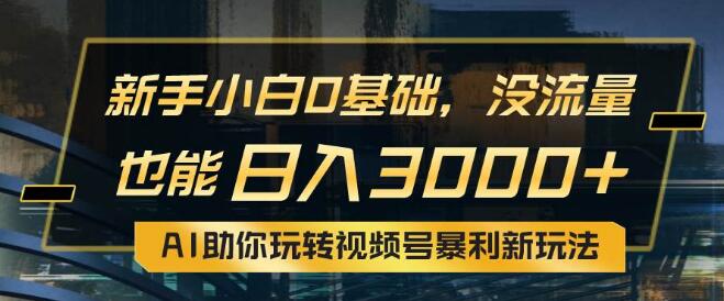 小白0基础起步，无流量也能日入3000+，AI赋能视频号暴利新策略-聚财技资源库