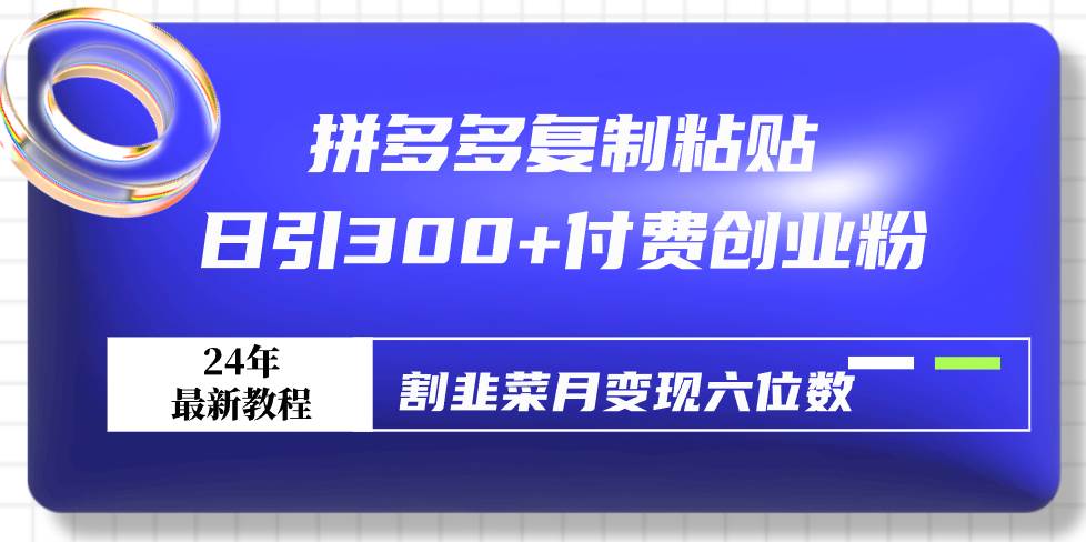 揭秘拼多多日增300+精准创业粉丝，简单复制粘贴，快速变现六位数的终极教程！-聚财技资源库