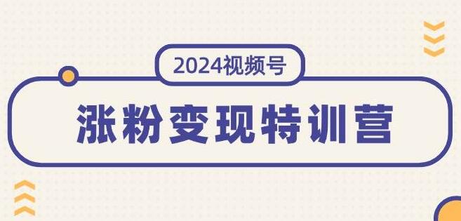 2024视频号涨粉变现特训营，一站式解锁稳定增粉与高效变现模式-聚财技资源库