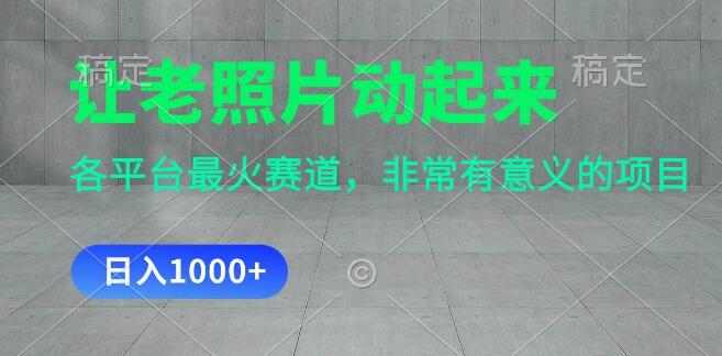 老照片动态化日入1000+，掌握各平台热门赛道，一看即会轻松变现-聚财技资源库