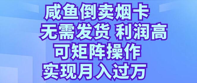 咸鱼烟卡倒卖秘籍，无需物流，高利润回报，矩阵操作助力月入过万-聚财技资源库