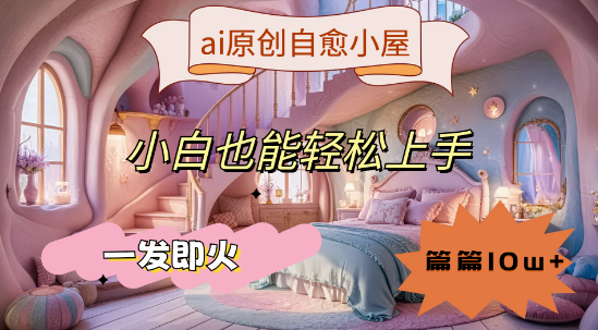 AI原创治愈小屋，小白秒变创作达人，一键生成爆款内容，篇篇冲刺10W+-聚财技资源库