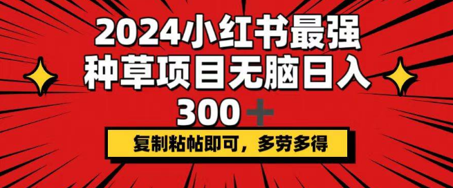 2024小红书顶流种草秘籍：日入300+轻松复制粘贴，多劳多得高效变现-聚财技资源库