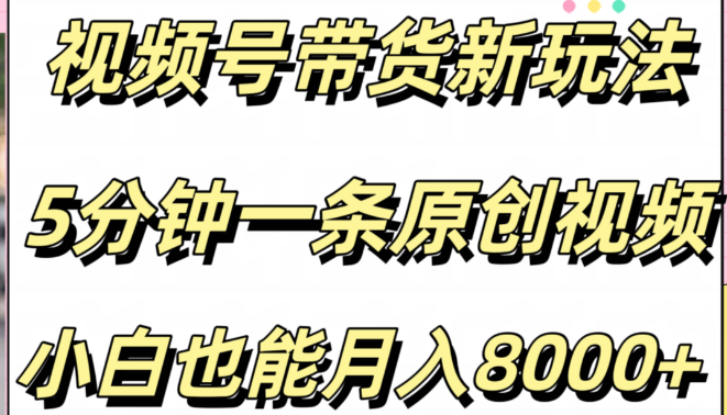 视频号带货秘籍，5分钟原创视频速成，小白轻松挑战月入8000+！-聚财技资源库