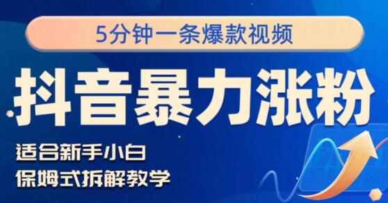 抖音高效涨粉秘籍，五分钟打造爆款视频，新手小白也能轻松上手，快速增粉！-聚财技资源库