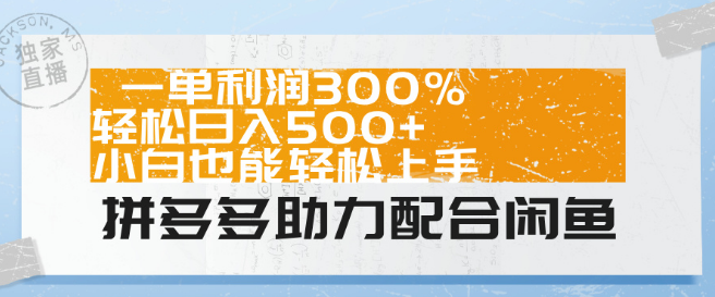 拼多多与闲鱼联动，轻松实现300%利润，日入500+，小白也能快速上手！-聚财技资源库