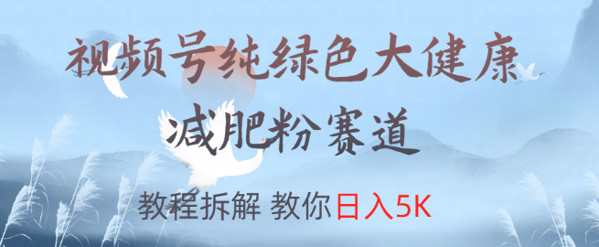 视频号纯绿色大健康粉赛道深度解析，教程拆解，助你日入5K+！-聚财技资源库