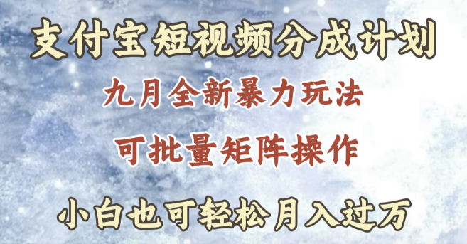 支付宝短视频分成计划深度解析，副业新选择，轻松实现月入过万-聚财技资源库