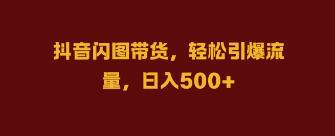 抖音闪图带货实战技巧，轻松引爆流量，日入500+！-聚财技资源库