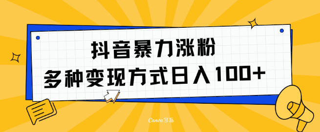 抖音高效涨粉攻略，多渠道变现策略，日收益轻松破百！-聚财技资源库