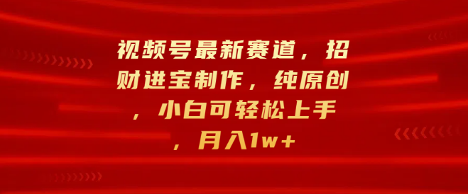 视频号新机遇，招财进宝原创制作教程，小白友好，轻松实现月入过万！-聚财技资源库