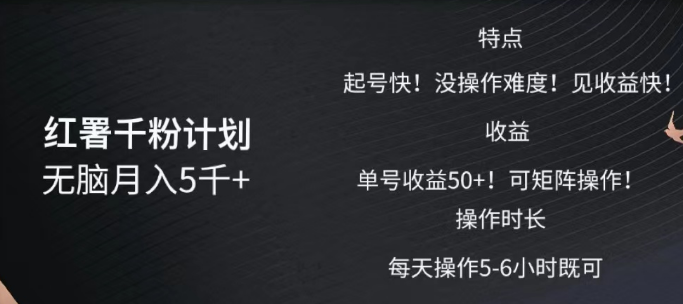 红薯千粉计划详解，轻松实现月入五千，即刻行动即刻盈利！-聚财技资源库