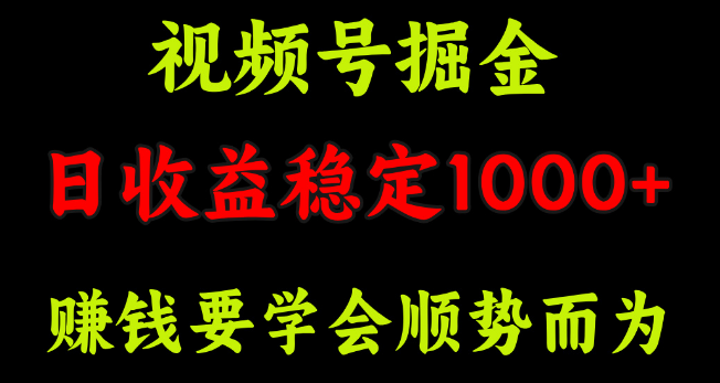 视频号掘金实战，揭秘如何实现单日收益稳定1000+-聚财技资源库