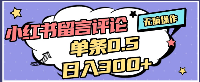 2025年小红书评论赚钱攻略，单条0.5元，日入300+无上限，详细实操流程揭秘-聚财技资源库