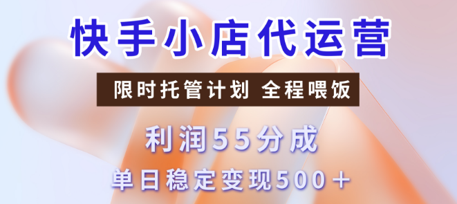 快手小店代运营服务，限时托管高效计划，收益五五分成，稳定日变现500+！-聚财技资源库